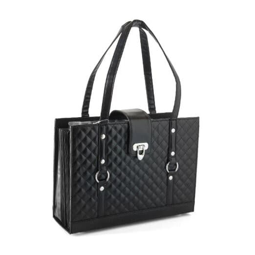 Texture Faux Leather File Organizer Tote -() Black