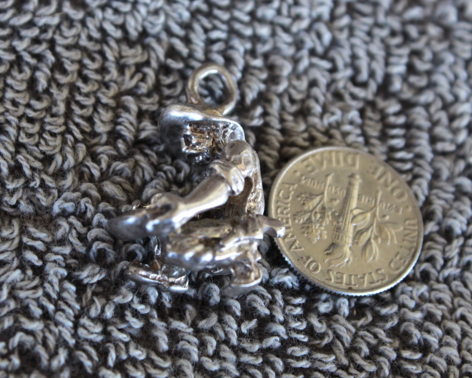 Gold Panner Prospector Figure Solid Sterling Silver pendant casting 5