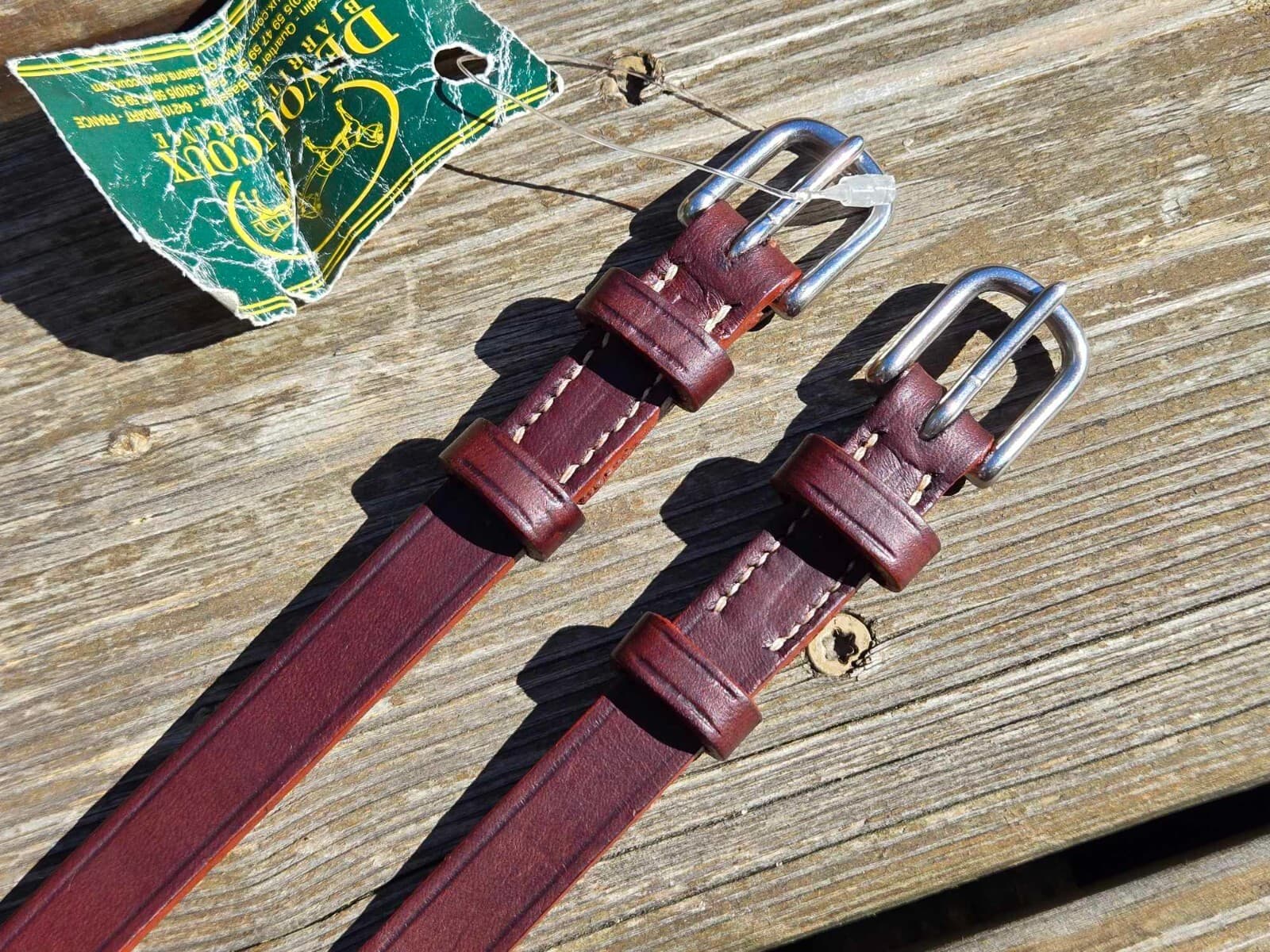 Devoucoux Brown 1/2" Leather English Hunter Bridle Cheekpieces -Size LARGE - NWT 2