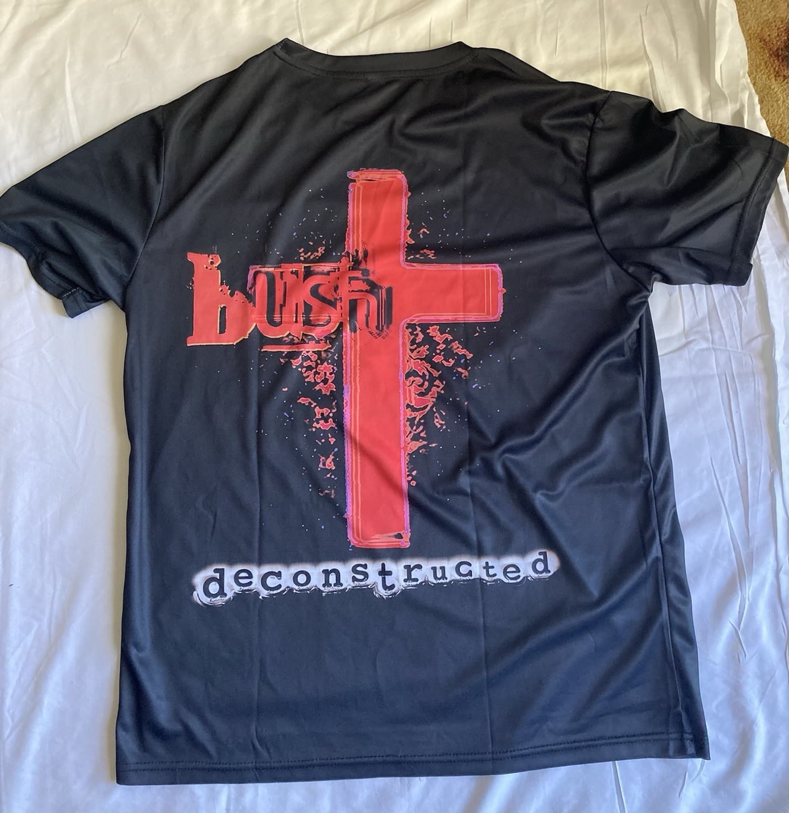 BUSH (ROCK AND ROLL BAND) DECONSTRUCTED POLYESTER T SHIRT XL NEW, NO TAGS  3