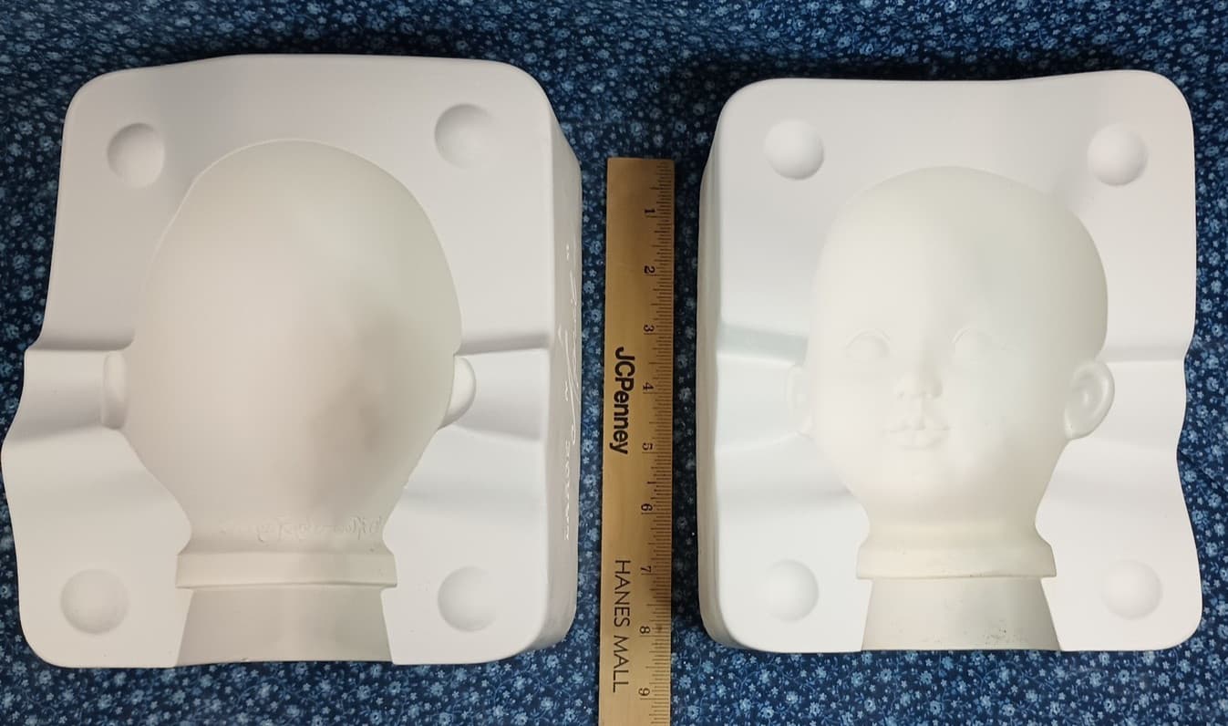 Vintage Ceramic Slip Mold Doll Baby Head Large April Klowns by Kay