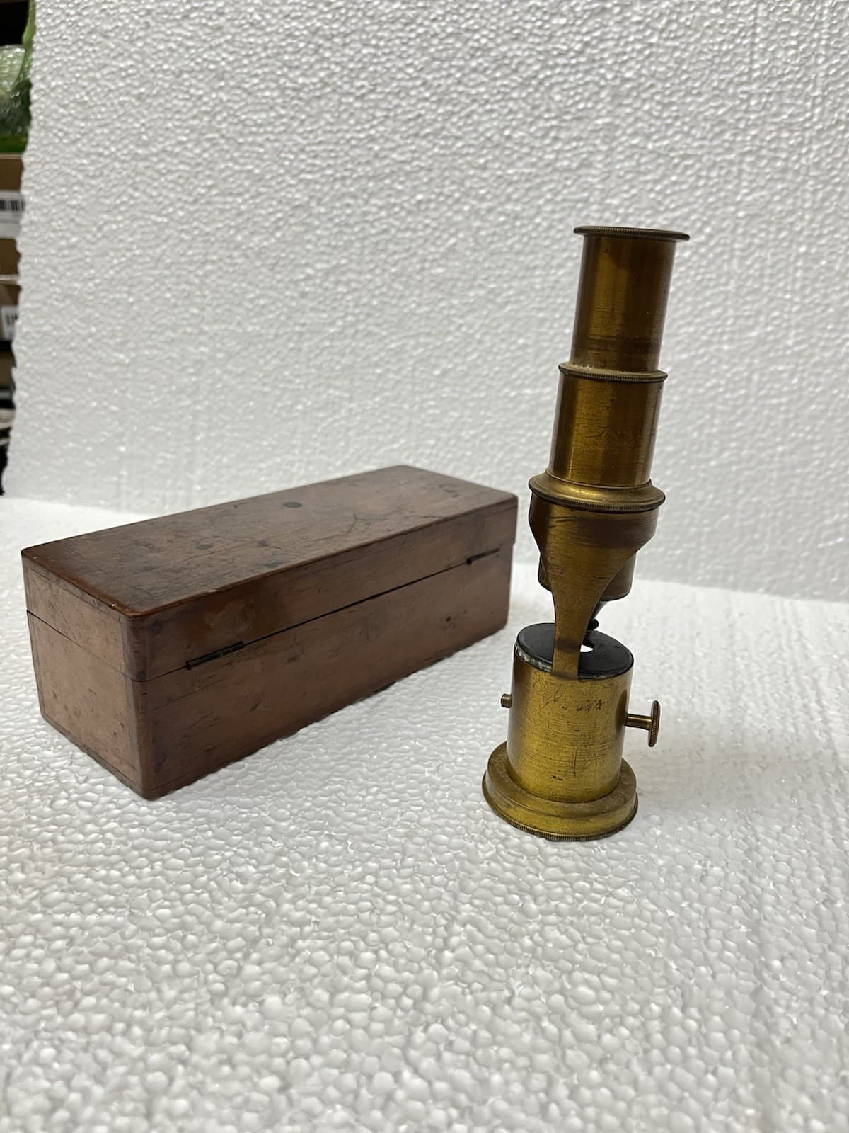 Vtg 1930s English Brass Scientists Field Microscope/ With Solid Boxwood Case 4