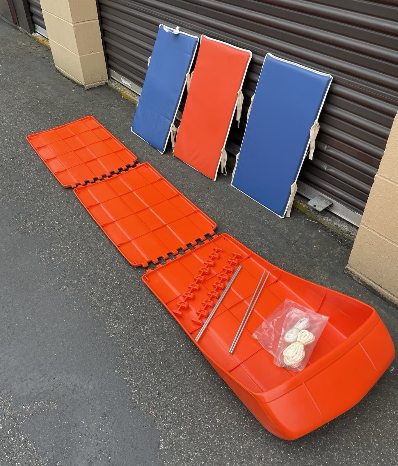 Vintage Orange Plastic Toboggan Snow Sled USA Made by Meadowbrook SST 1970s Nib