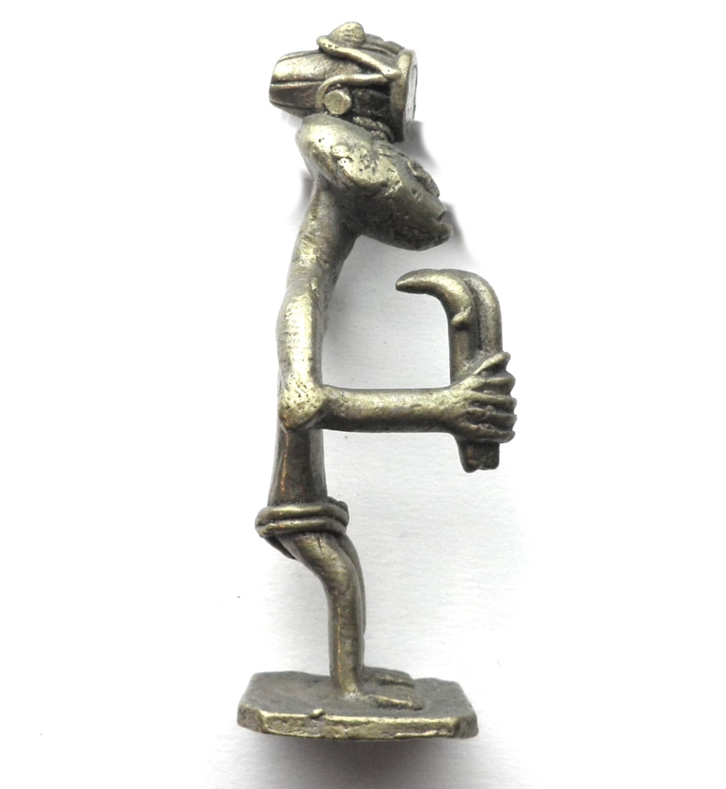 BRASS AFRICAN ASHANTI AKAN GOLD WEIGHT 1700-1900 AD Tribal Man Figure 33.8g No44 2