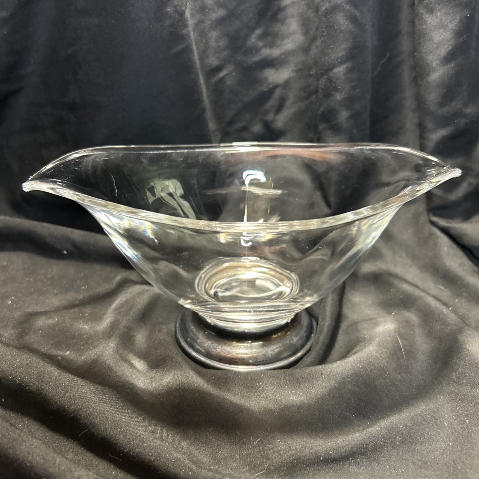 Vintage WEB STERLING SILVER & GLASS Gravy Boat Nut Candy Dish Bowl 3