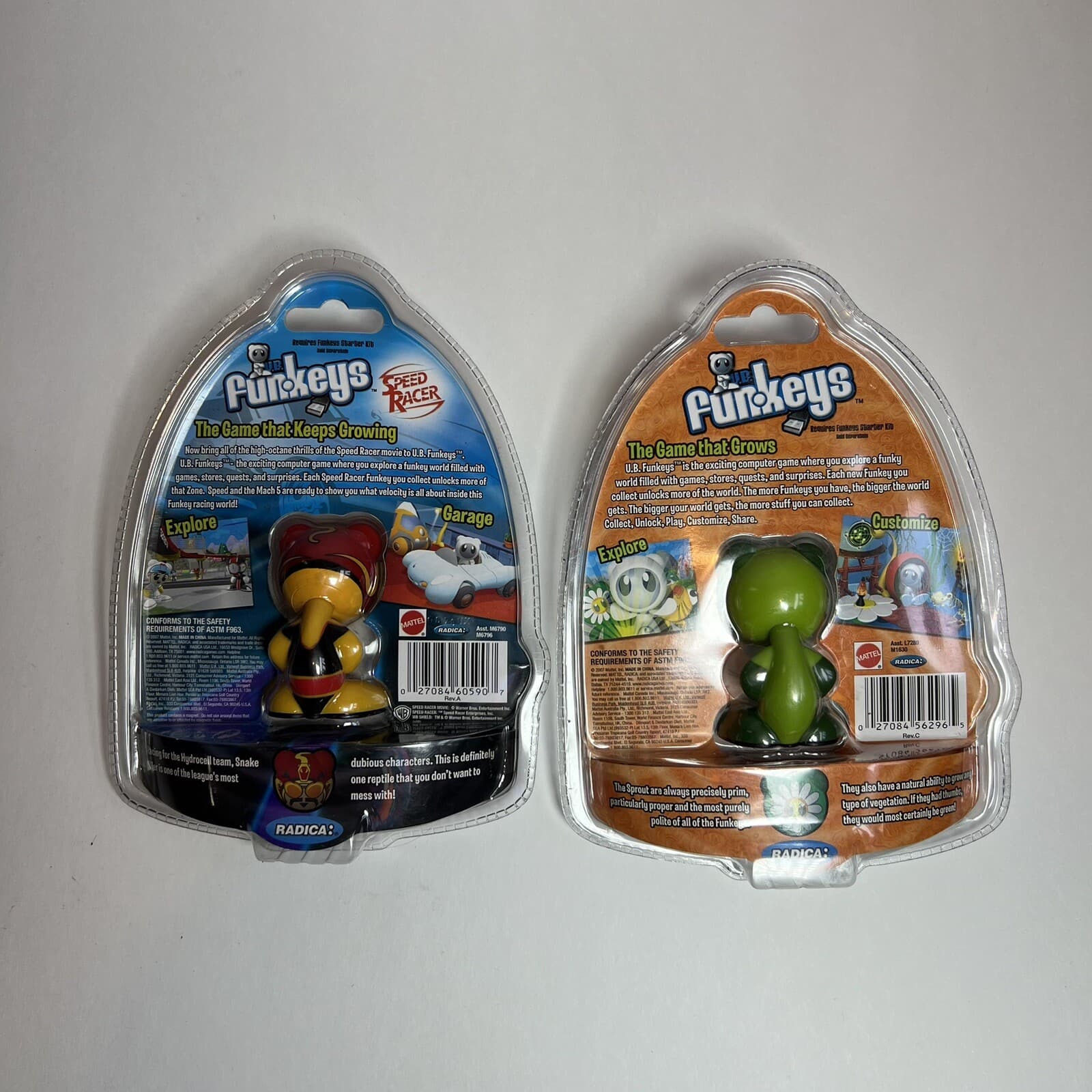UB FUNKEYS SPROUT GREEN FLOWER M1630 & SNAKE OILER M6796 MATTEL RADICA NEW 2