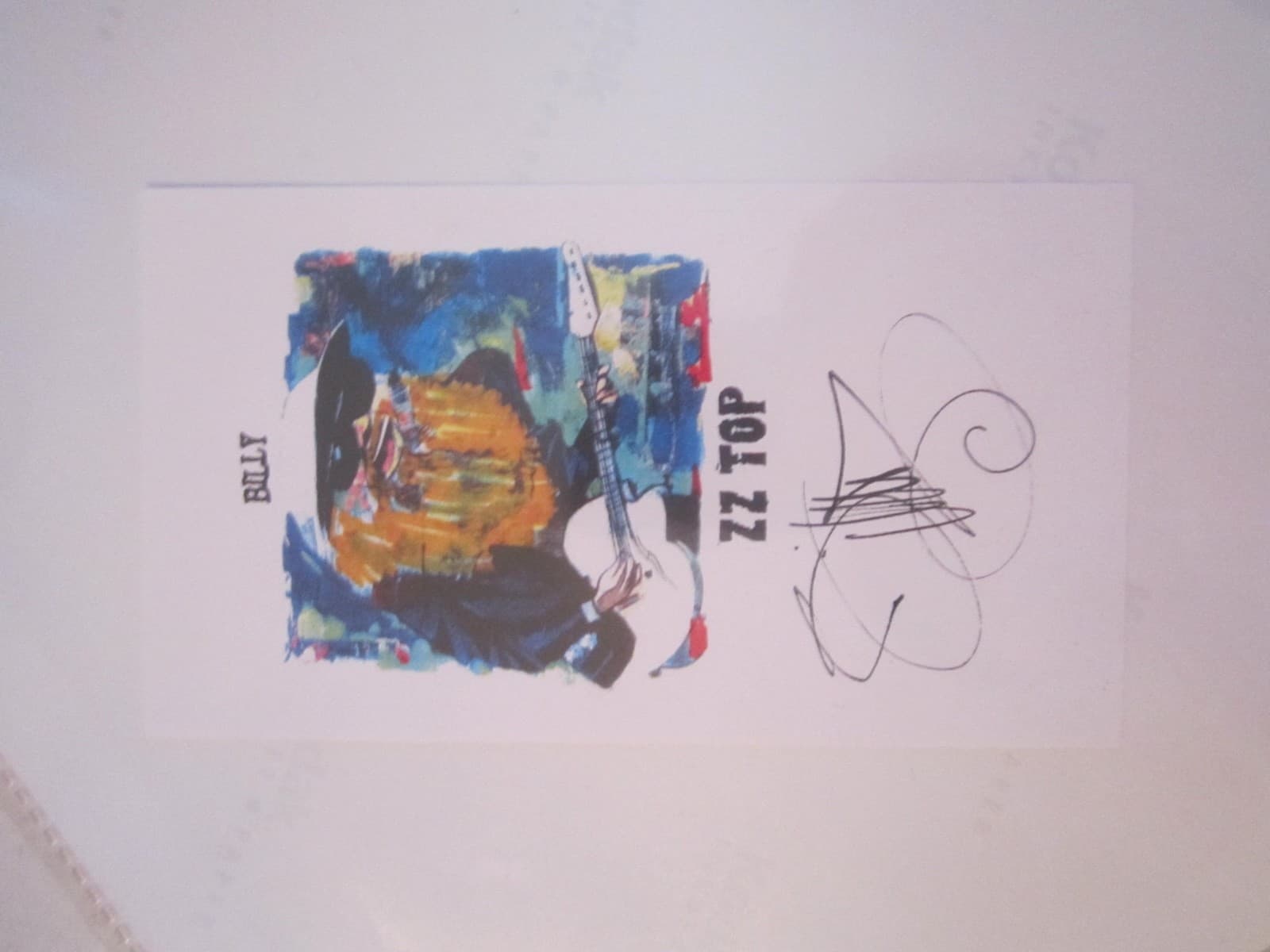 4 BILLY GIBBONS ZZ TOP PHOTOGRAPHS 8" X 10" & AUTOGRAPH - 3" X 5" - TUB BN-14 5