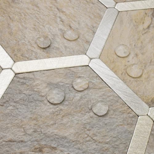  Hexagon Peel and Stick Backsplash Tile, 10 Sandstone & Light Gold Studded 4