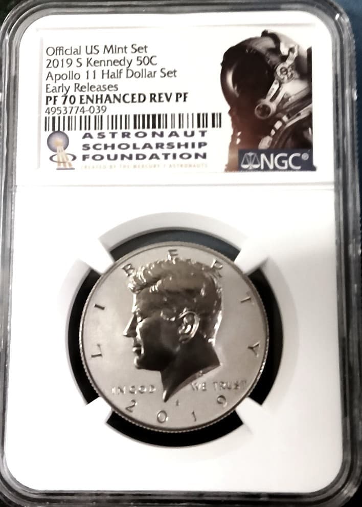 2019 S Kennedy 50 Cent NGC PF 70 Enhanced Reverse Proof Apollo 11 Half Dollar
