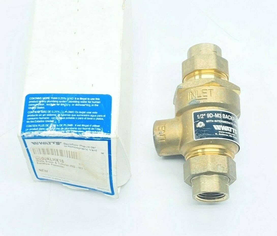 NEW WATTS 9D-M3 BACKFLOW PREVENTER W/ ATMOSPHERIC VENT 175 PSI 250°F