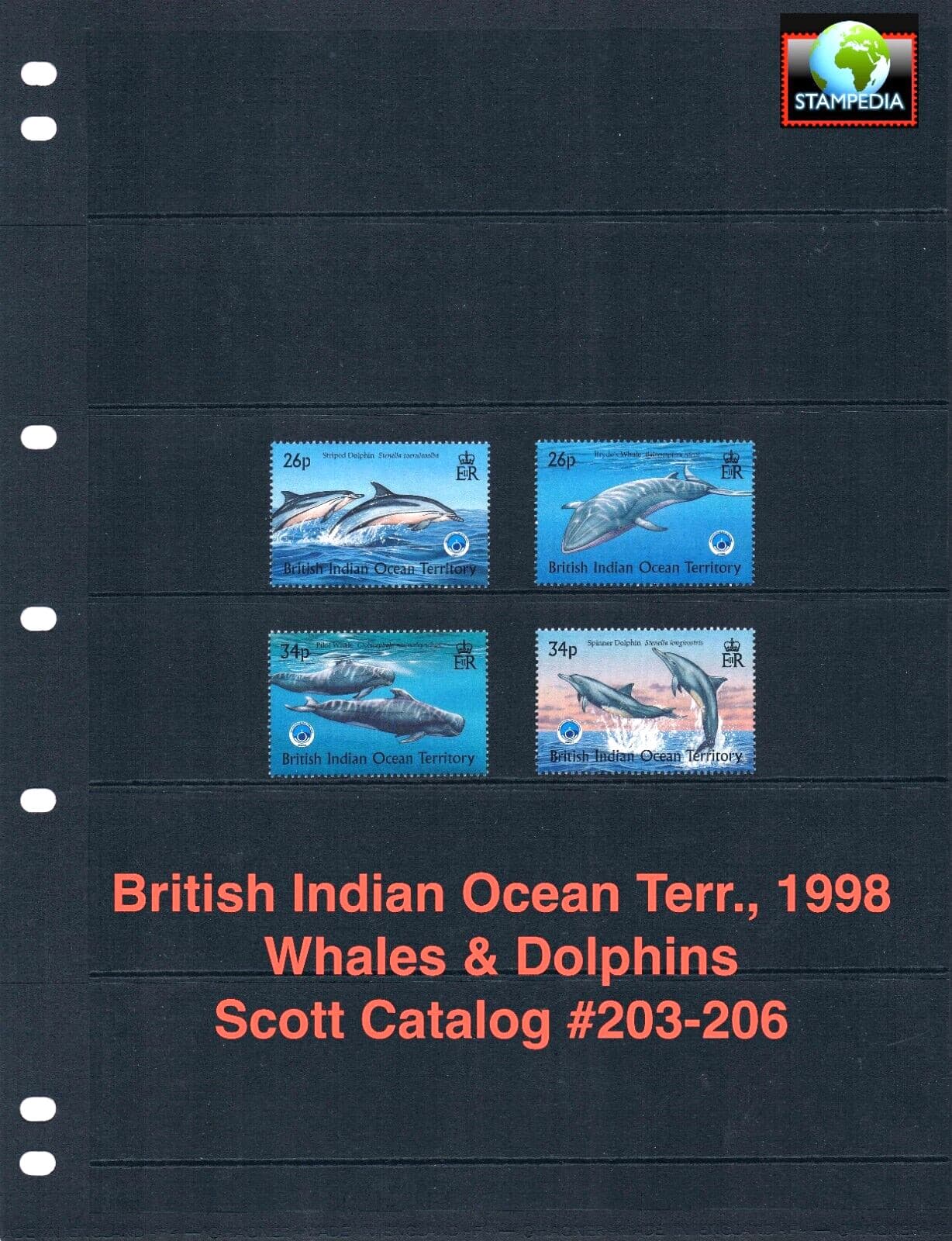 $16.00 Scott Value - 1998 BIOT Whales INDIAN OCEAN TERRITORY CV MNH NH UMM