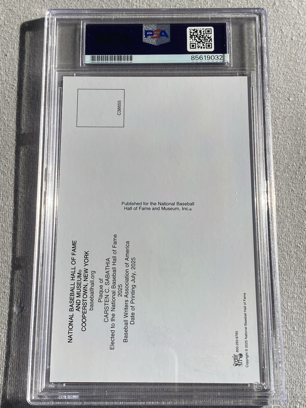 NEW YORK YANKEES CC SABATHIA AUTOGRAPH HALL OF FAME PLAQUE CARD PSA/DNA SLAB 032 2