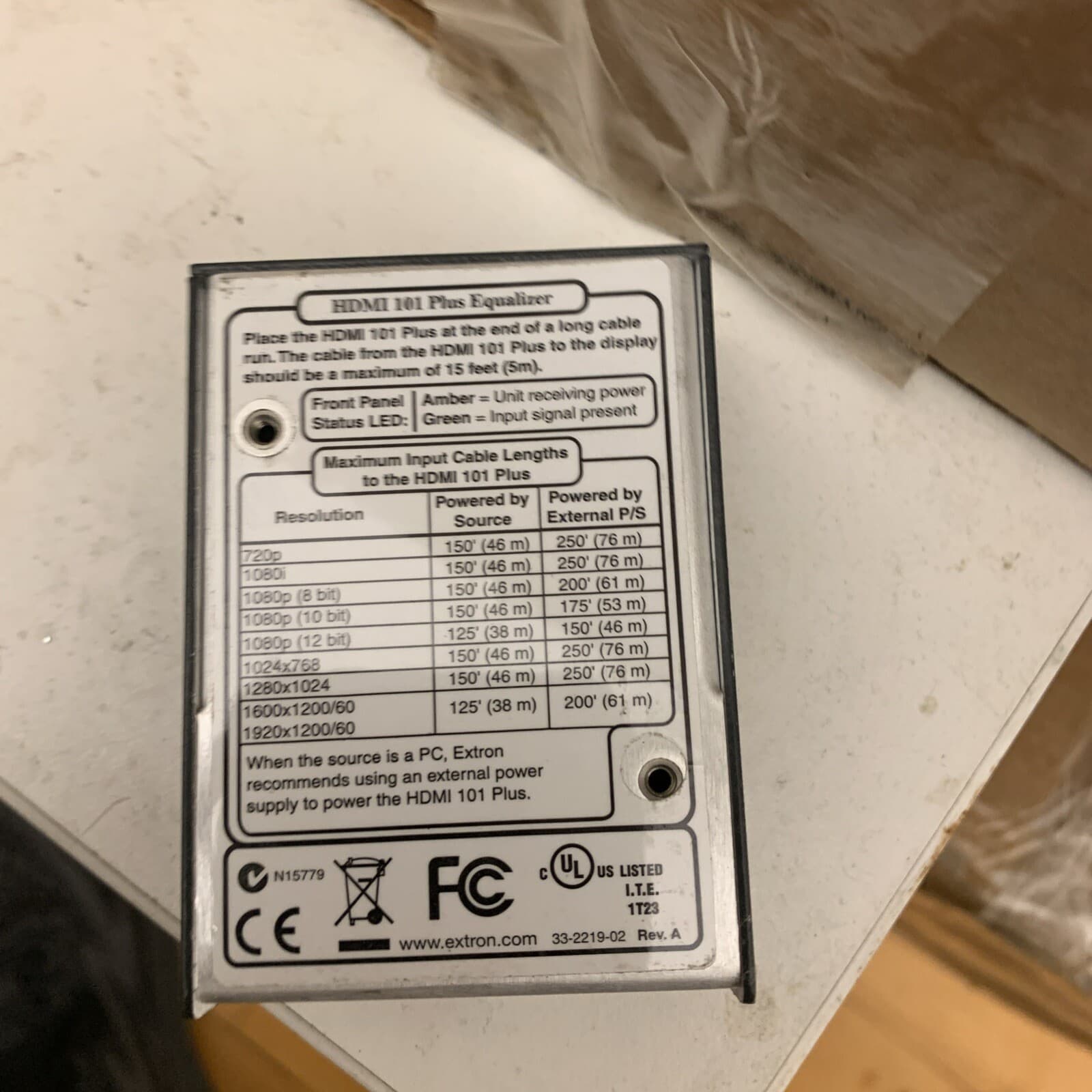 Extron HDMI 101 Plus Equalizer Signal Extender 60-872-02  3