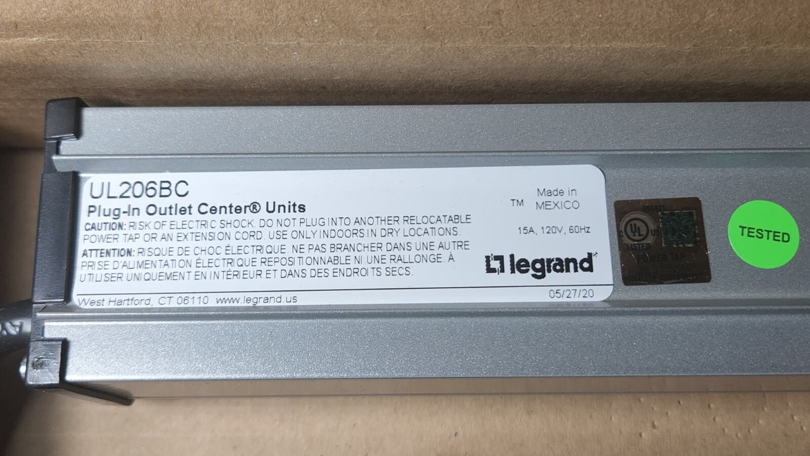 QTY x4 / NEW Legrand Wiremold UL206BC Plug-In (6) Outlet 120V 15A , 6' Cord 2