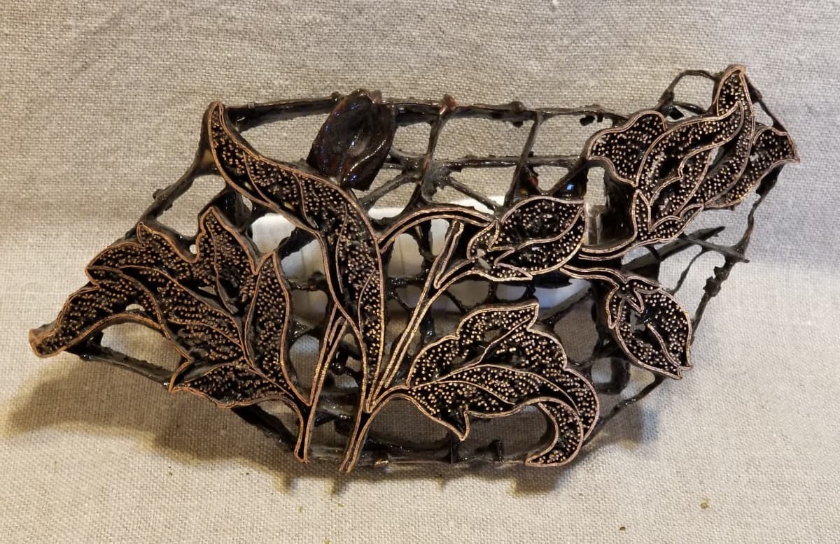 Indonesian Copper Batik Tjap -  Batik Stamp - Flower buds and leaves