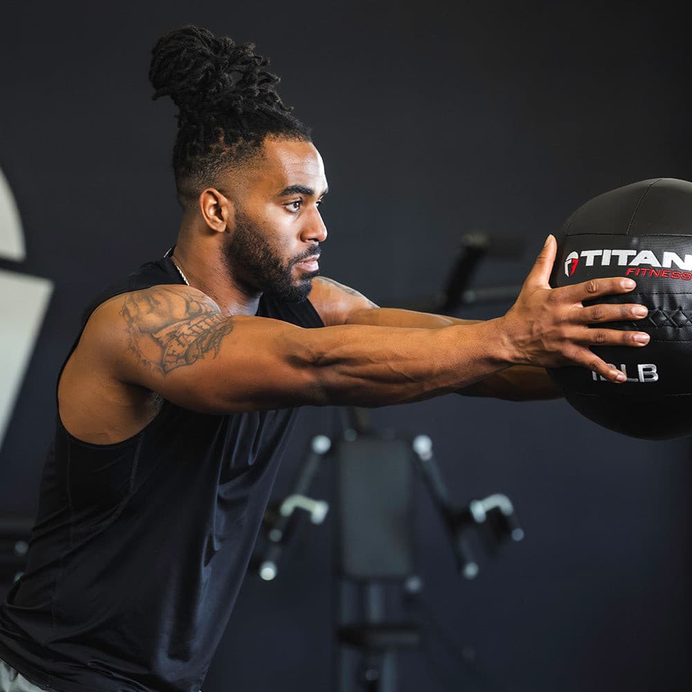 Titan Fitness 20 LB Composite Wall Ball, Soft Shell Poly-Composite Laminate 5