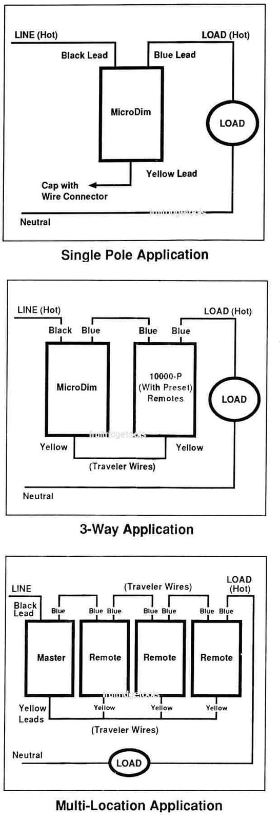 Leviton Almond Multi-Way 3-Key Dimmer Switch MicroDim 1000W 11000-PA Boxed 6