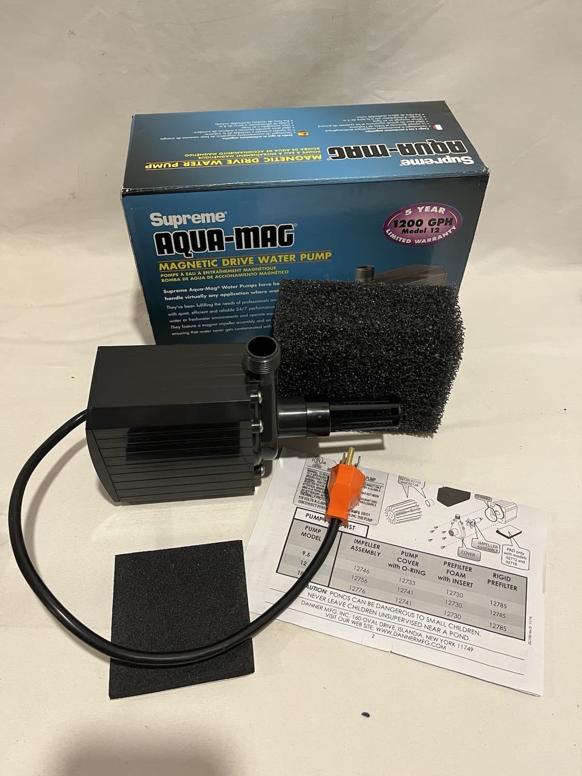 Supreme Aqua-Mag 1200 GPH Magnetic Drive Aquarium/pond Water Pump foam filter 2