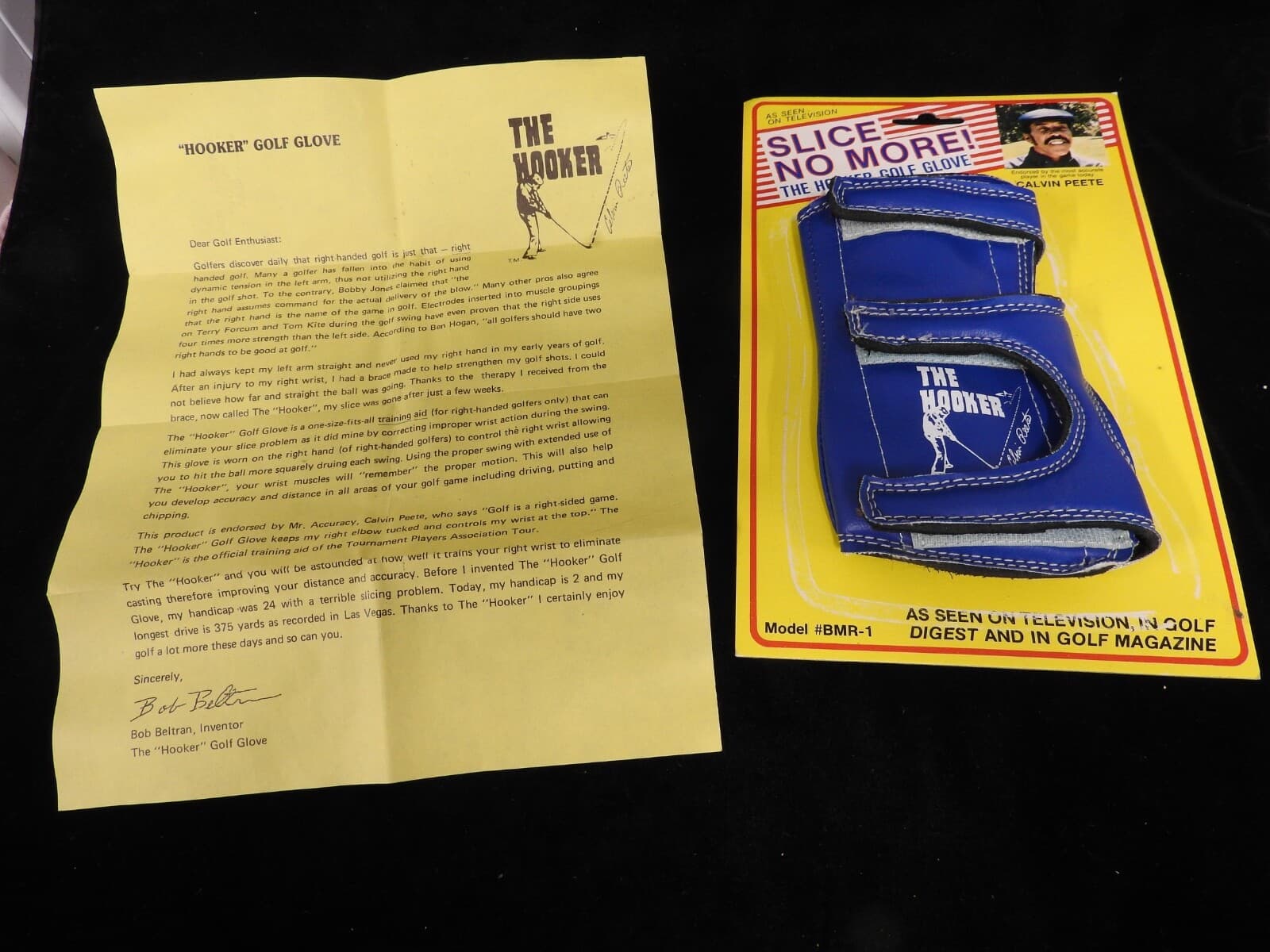 Vtg Calvin Peete Slice No More "The Hooker" Golf Glove - NOS