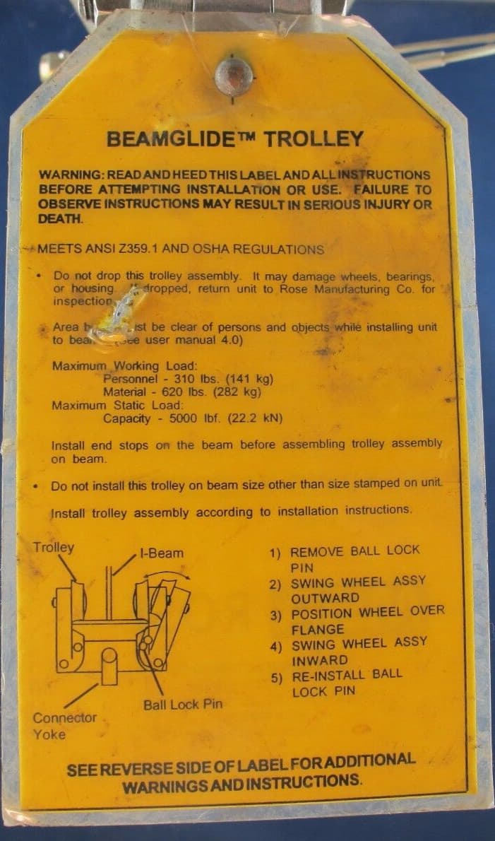 MSA ROSE Fall Arrest 4" Beamglide Trolley 506266 [B7S4] 2