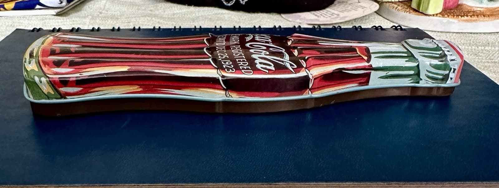 Collectible 1996 Coca Cola Tin Embossed Coke Bottle Shaped Container Stash Box 3