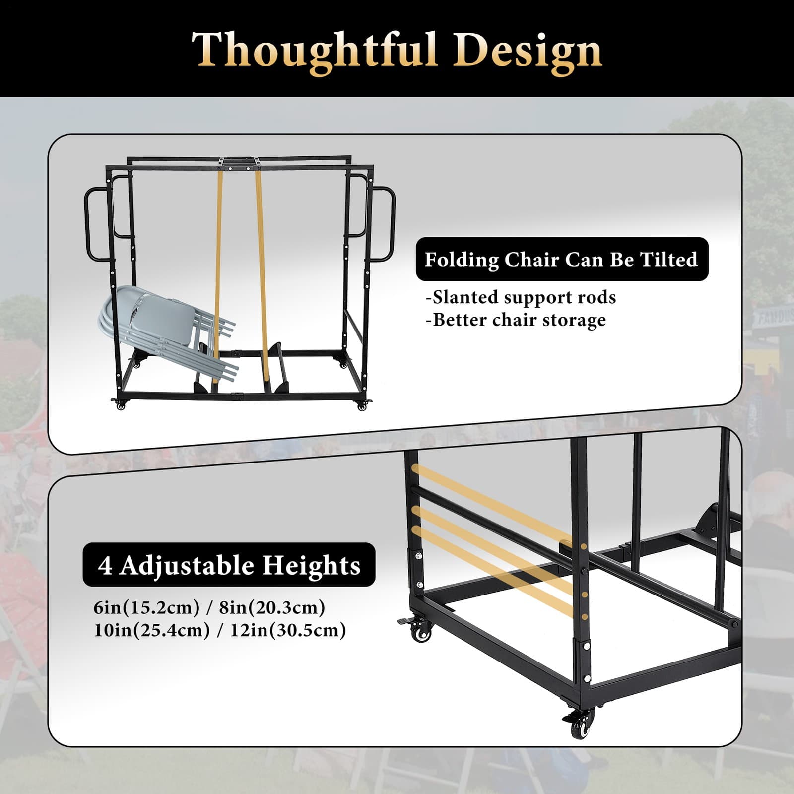 Folding Chair Cart Chair Storage Cart With Angle Stacking Space Optimization 3