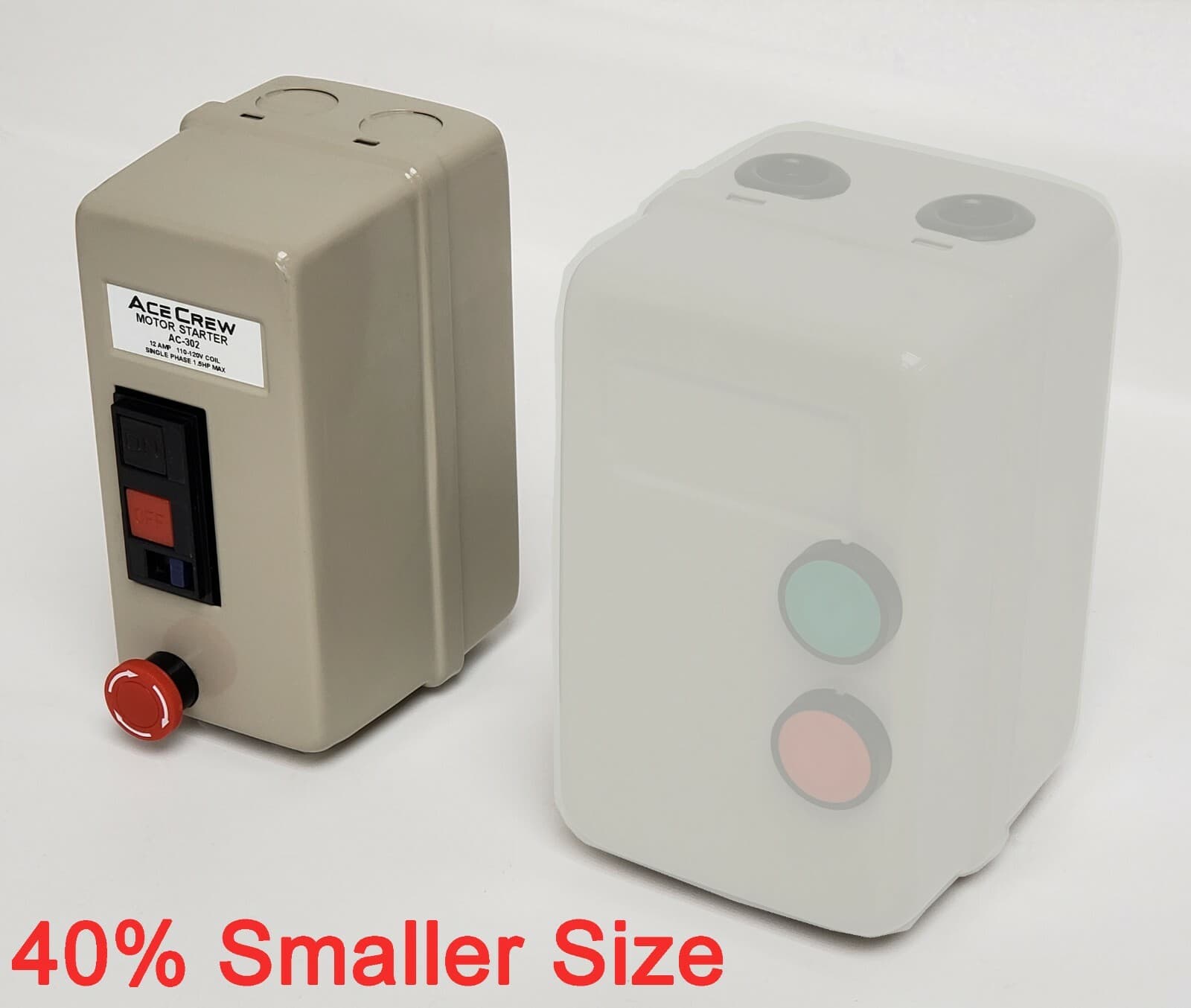 Mini Magnetic Motor Starter 120V Coil Single-Phase 1.5HP Control E-Stop AC-302 2