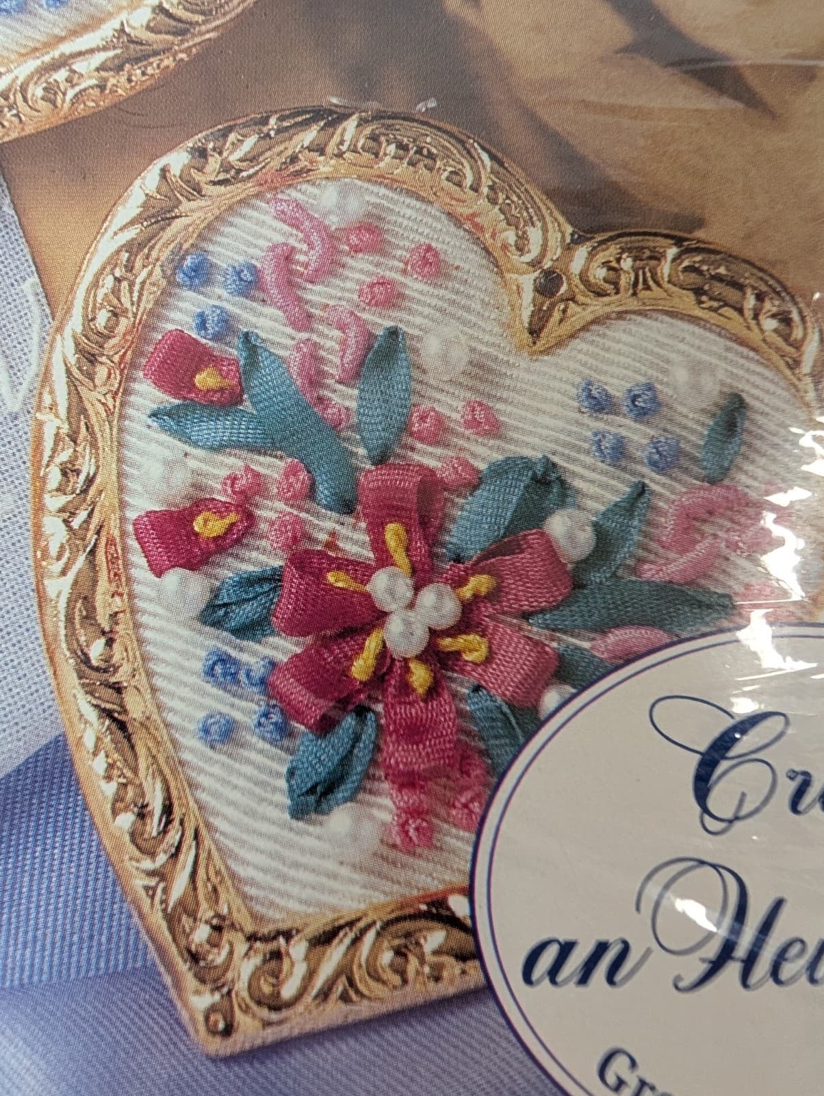 Bucilla Floral Magic Ribbon Embroidery Heart Pins 40999  Project Kit 1994 3