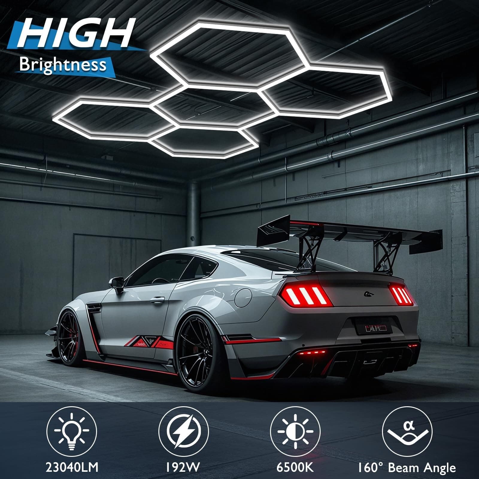 LED Honeycomb Light Hexagon Garage Lights High Brightness 5-Hex Light for Garage