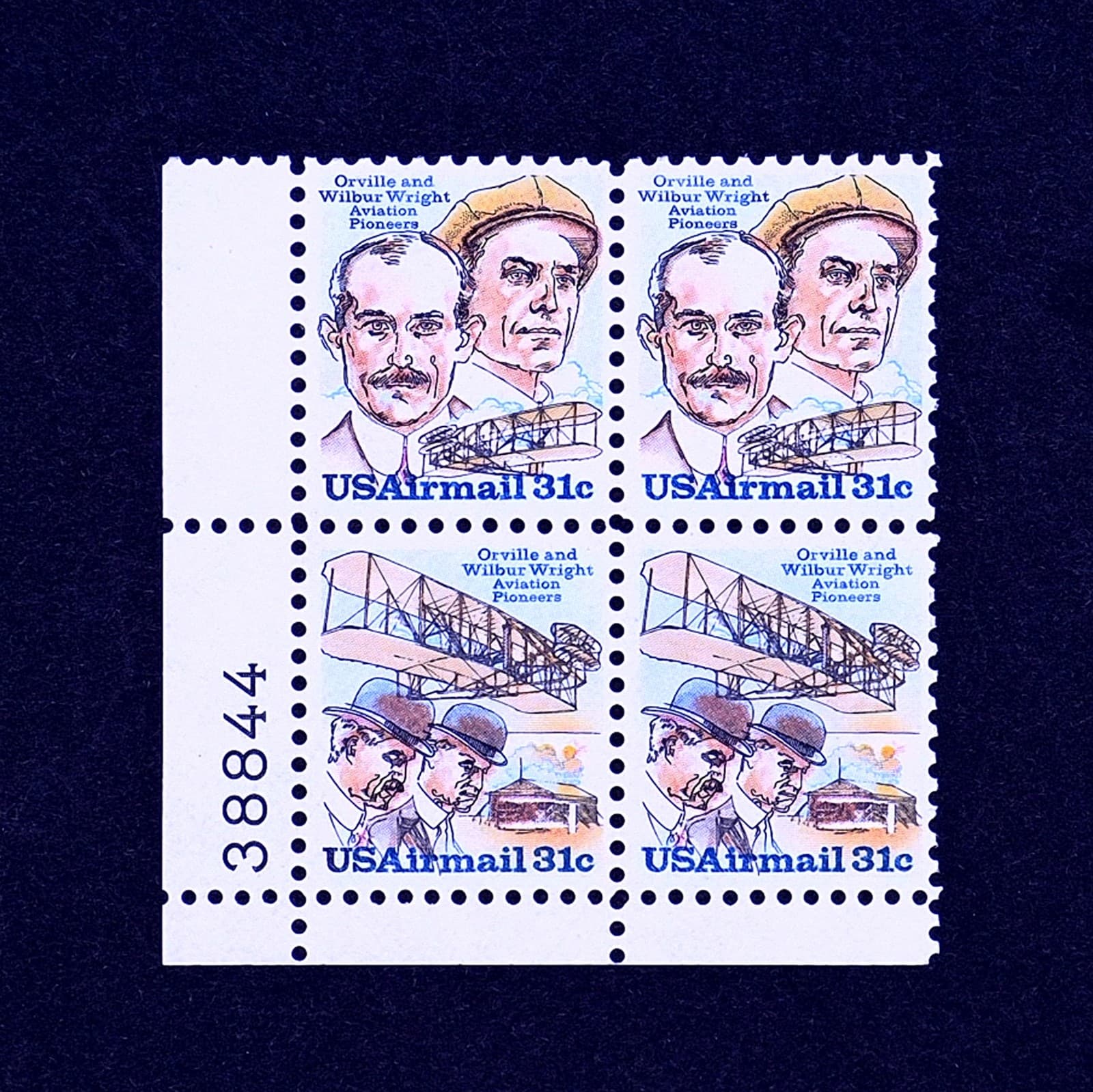 lss USA 1978 31c Wright Brothers Airmail MNH Plate Block #C91-C92