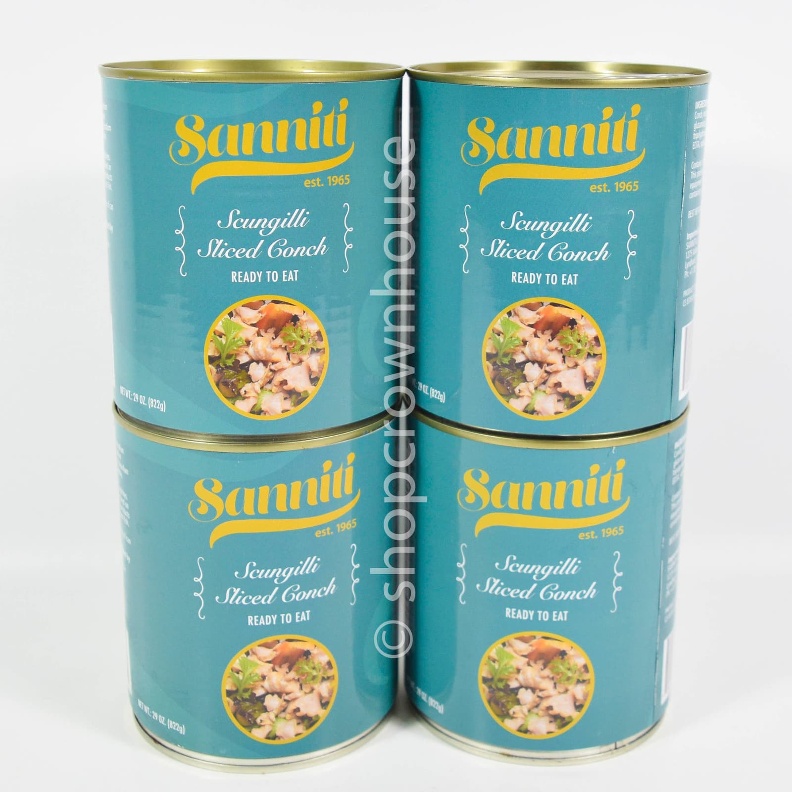 4 Sanniti Scungilli SLICED CONCH Ready to Eat 29 oz Made in Chile 08/01/2026