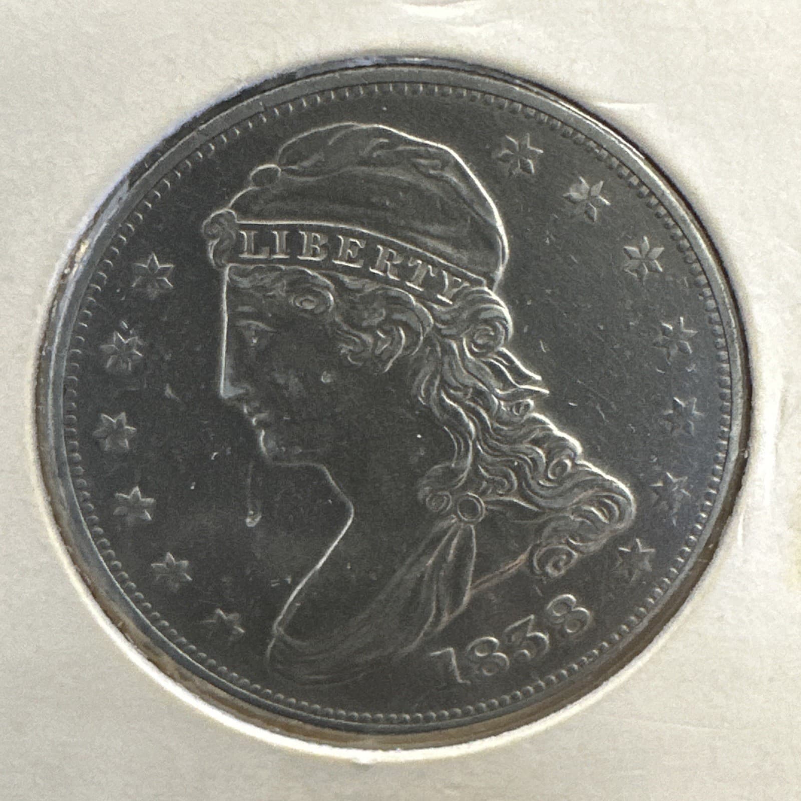 1838 Capped Bust Half Dollar, Reeded Edge