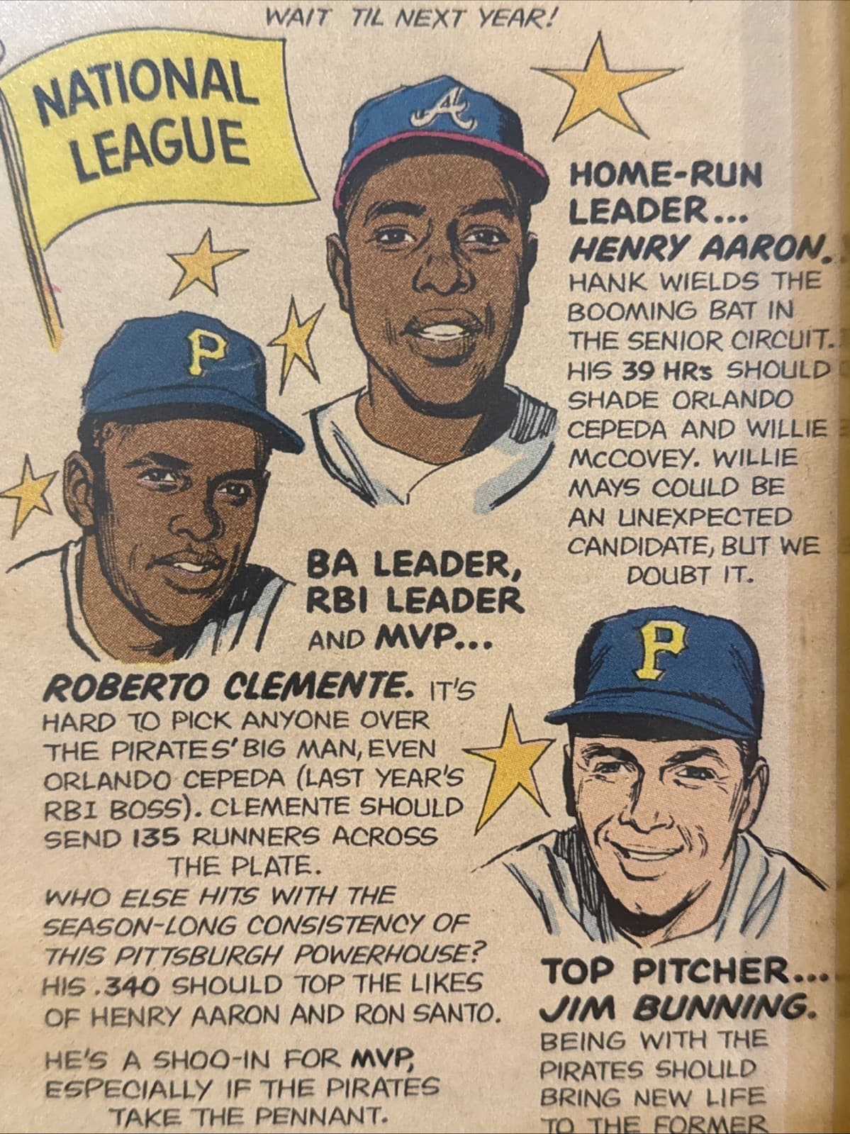 RARE 1968 Harmon Killebrew, Tony Oliva, Roberto Clementa, Hank Aaron Piece, LOOK 5