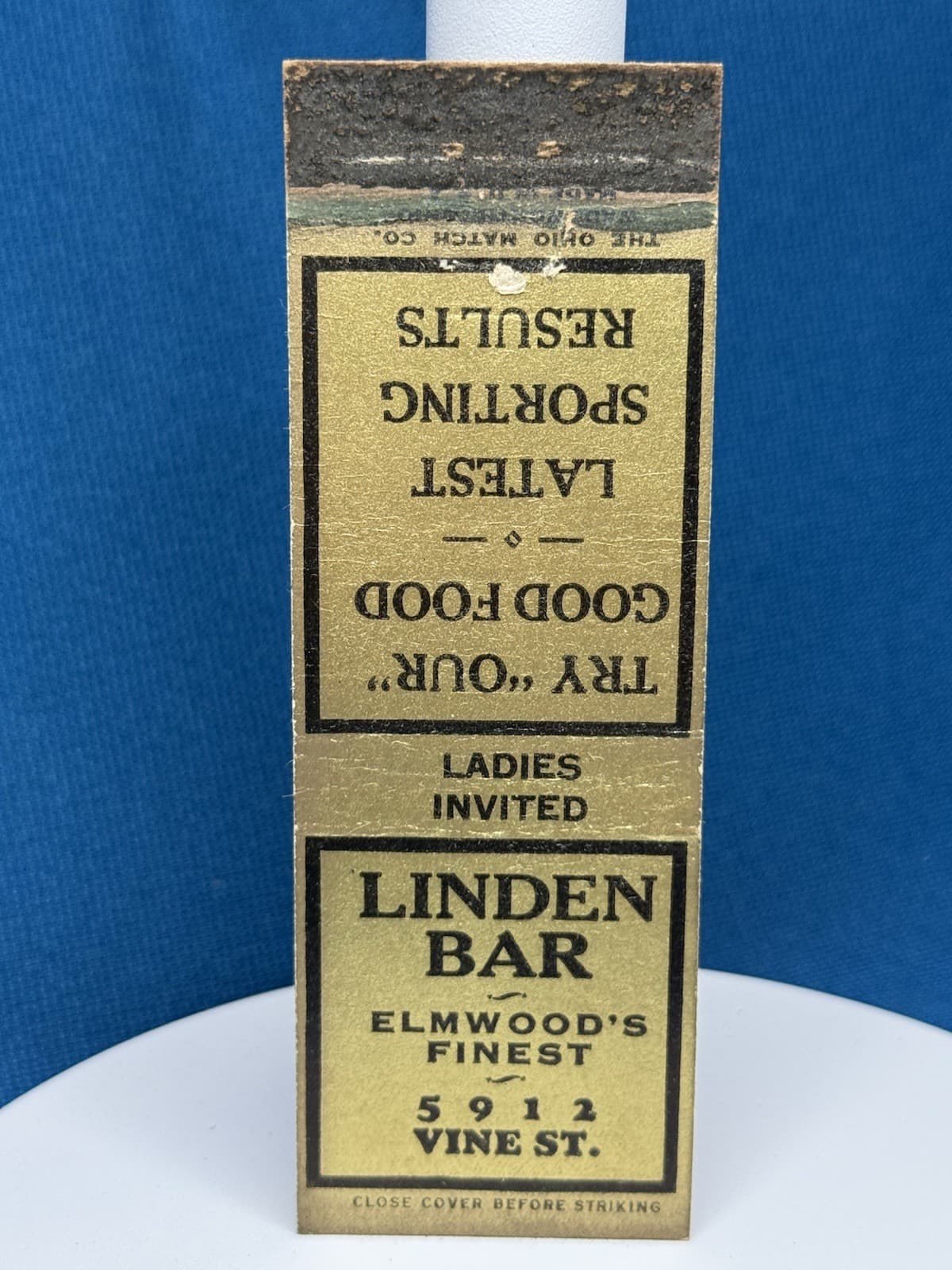 Linden Bar Elmwood "Ladies Invited" VTG Matchbook Cover Lt#570