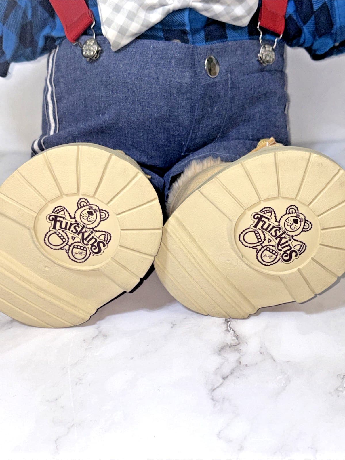 Furskins Harlan Honeysuckle Bear Plush Xavier Roberts 22” Overalls Hat Bow Tie 2