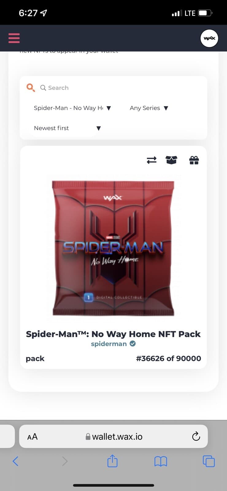 Spider-Man™: No Way Home NFT Packspiderman pack#36626 of 90000. AMC Exclusive 2