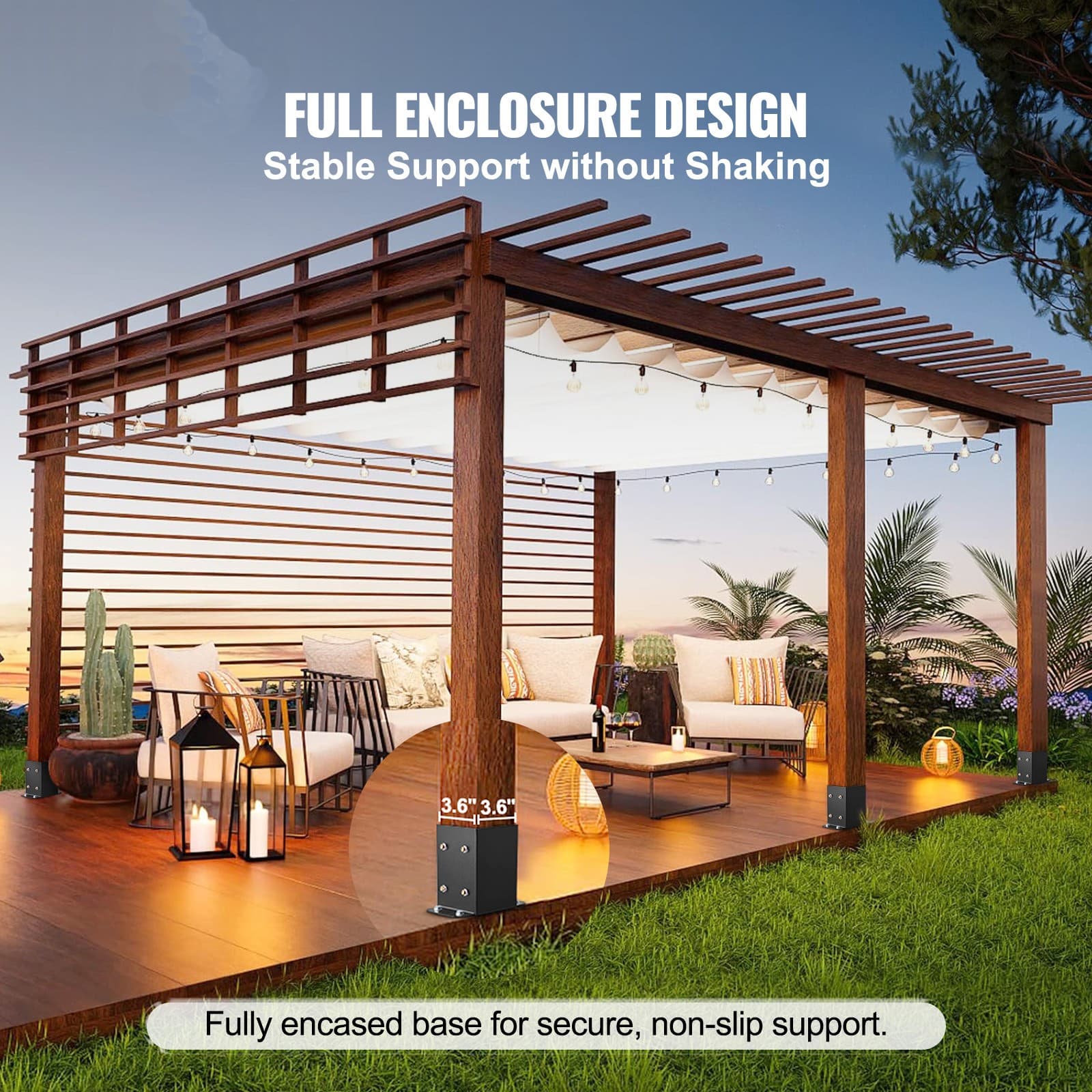 Uimoso 10 Pcs 4x4 (Inner Size 3.6x3.6) Post Base Brackets Wood Fence Post Anchor 2