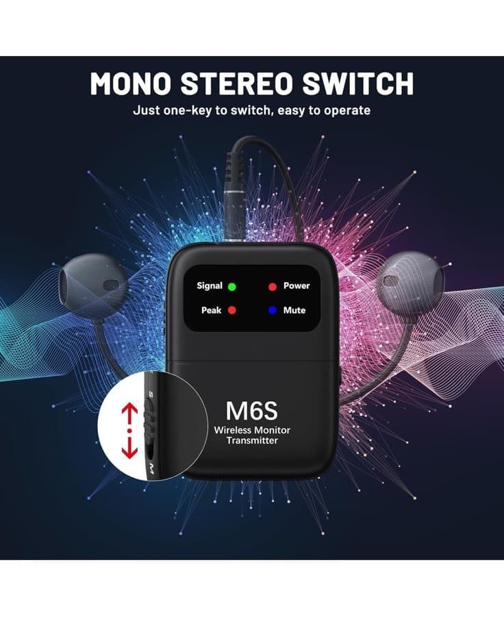 Keten Wireless in Ear Monitor System, 2.4G Automatic Pairing IEM System Black  6