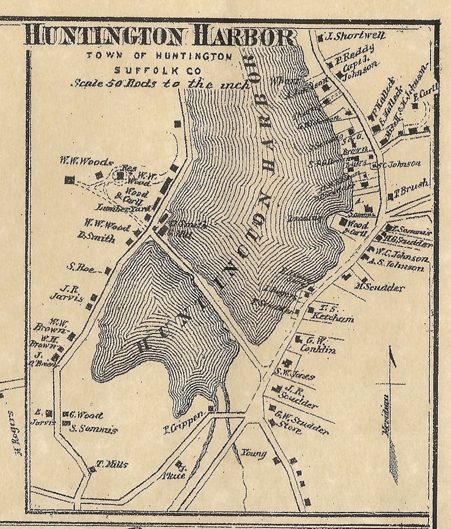 Cold Spring Huntington Bay Northport Halesite NY 1873 Map with Homeowners Names 2