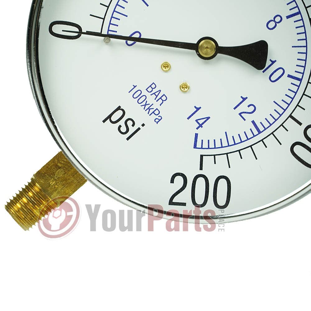 Large 4.5" 200 PSI Air Compressor Tank Pressure Gauge 1/4" Male NPT Threads 3