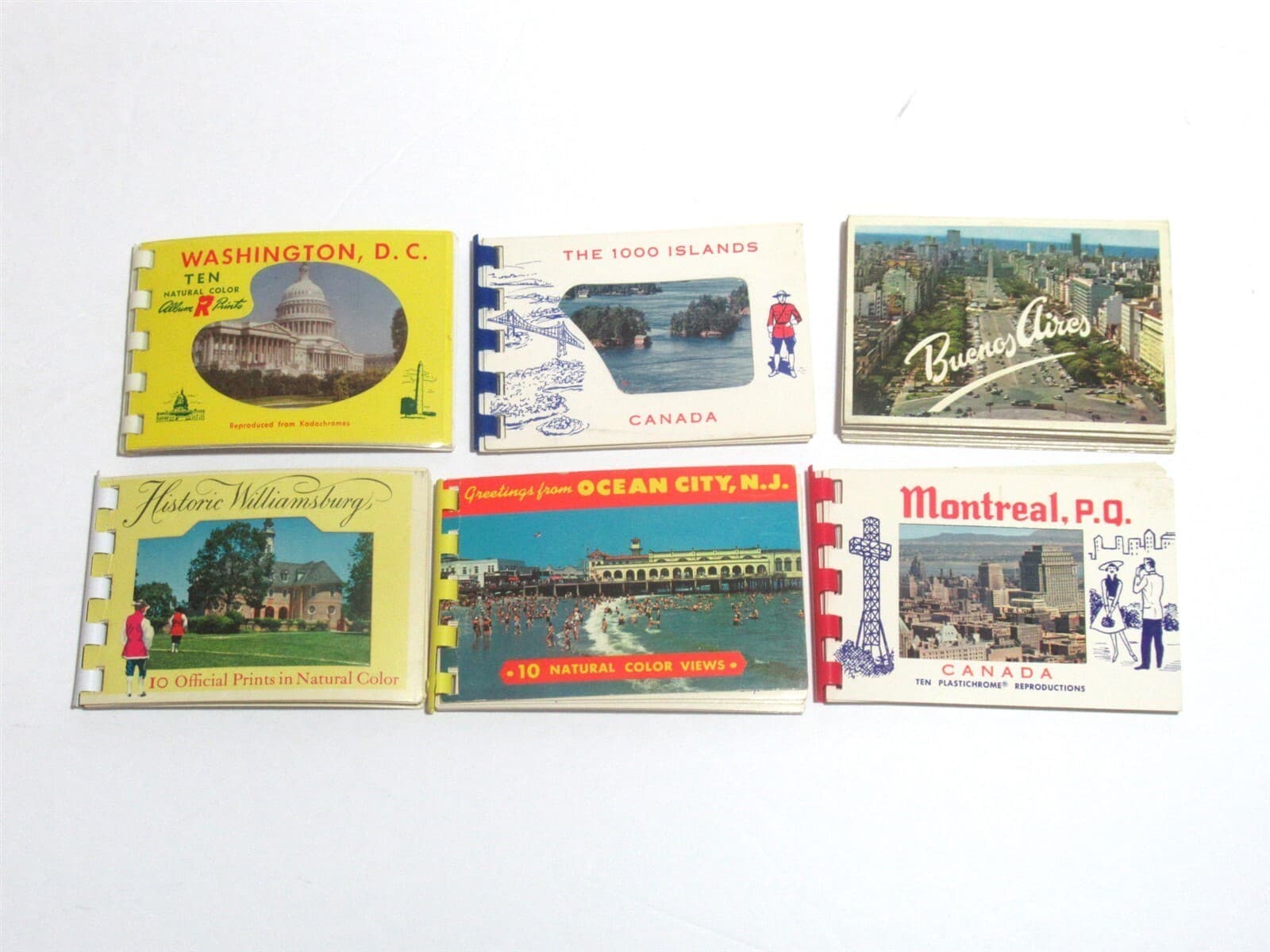 Lot 6 Vtg Souvenir Travel Mini Photo Albums Williamsburg Canada DC Ocean City NJ