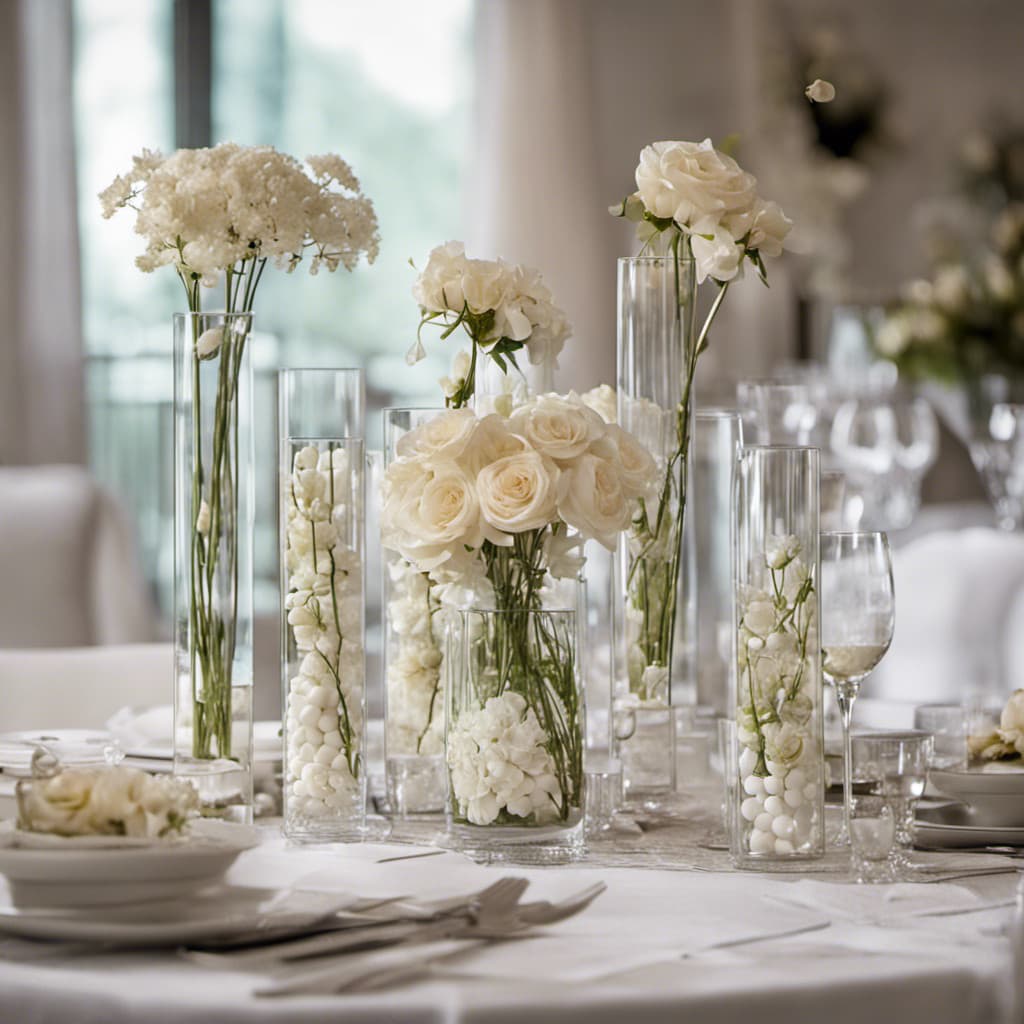 (Set of 12), 16" Cylinder Clear Glass Vases Wedding Party Centerpieces  5