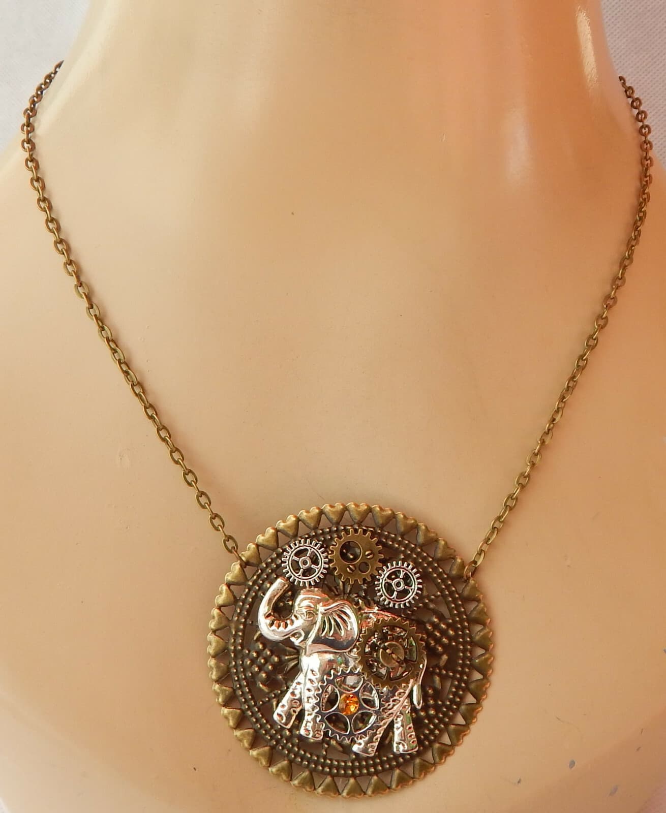 Steampunk Necklace Elephant Gold Pendant Cosplay Handmade NEW Fashion Chain 6