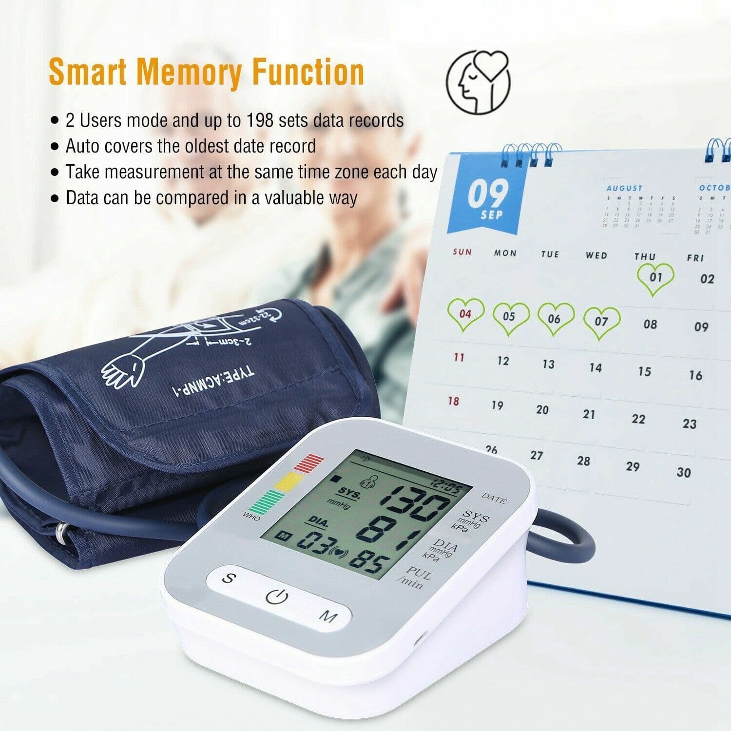 Blood Pressure Monitor Automatic Arm Digital BP Cuff Pulse Heart Rate Machine US 3