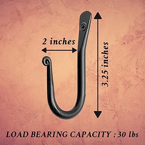 HB Handmade Decorative Hooks for Wall, Wrought Iron J Hook for Coat, Bags, 5 4