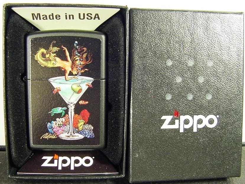 2021 MERMAID DIVING INTO MARTINI GLASS ZIPPO LIGHTER NEW & ZIPPO BOX 2