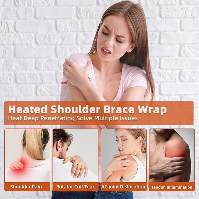 Electric Heated Shoulder Brace Rotator For Shoulder Injuries Pain Relief 6