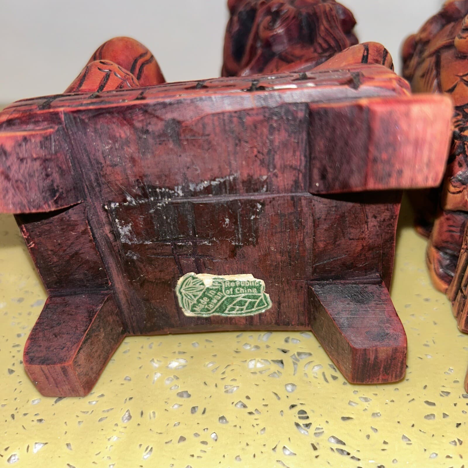 Chinese Fengshui Lion Fu Foo Dogs Red Statue Ornament Figurine Bookends Heavy 5