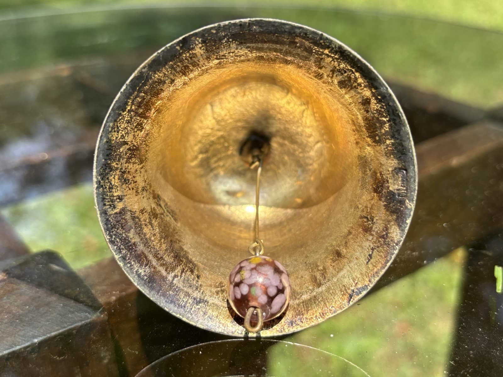Antique Chinese Enameled Bell With Carved Figure Handle 4