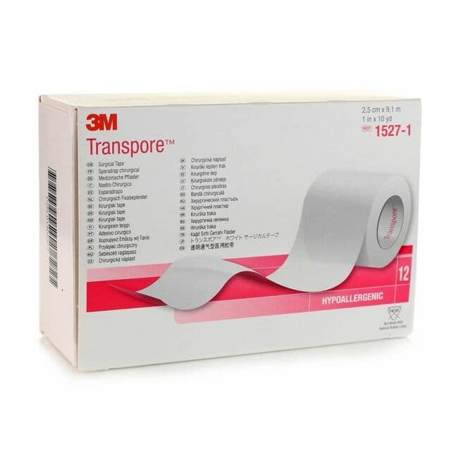 3M Transpore Transparent Water-Resistant Medical Tape 1"x10yd, 6/Pack